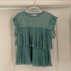 Zara turquoise sparkle top size L
